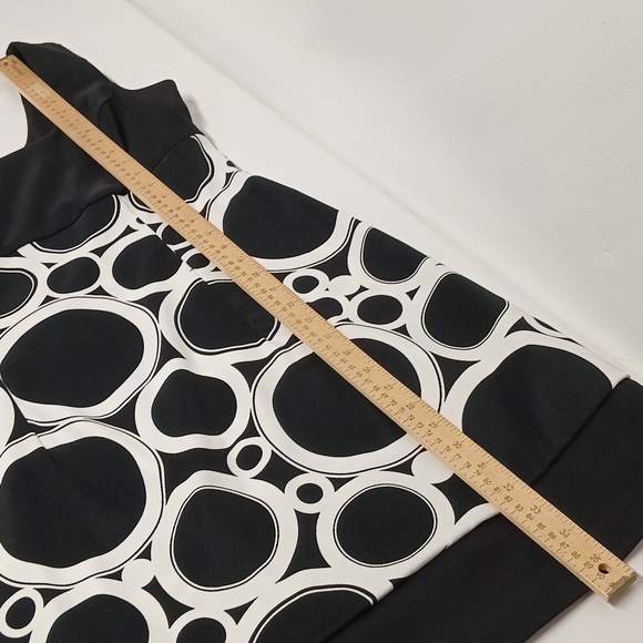 Dressbarn black/ white circles sleeveless zipper depth neck SZ 12 cocktail Dress - Picture 8 of 11